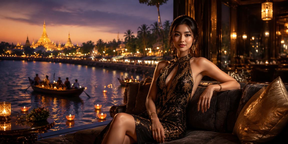 ရန်ကုန်မြို့ မြစ်ဘေးတွင် ဖုန်းမှ စလော့ ဆော့နေသူ